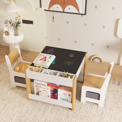 Compact wooden kids table - wooden,